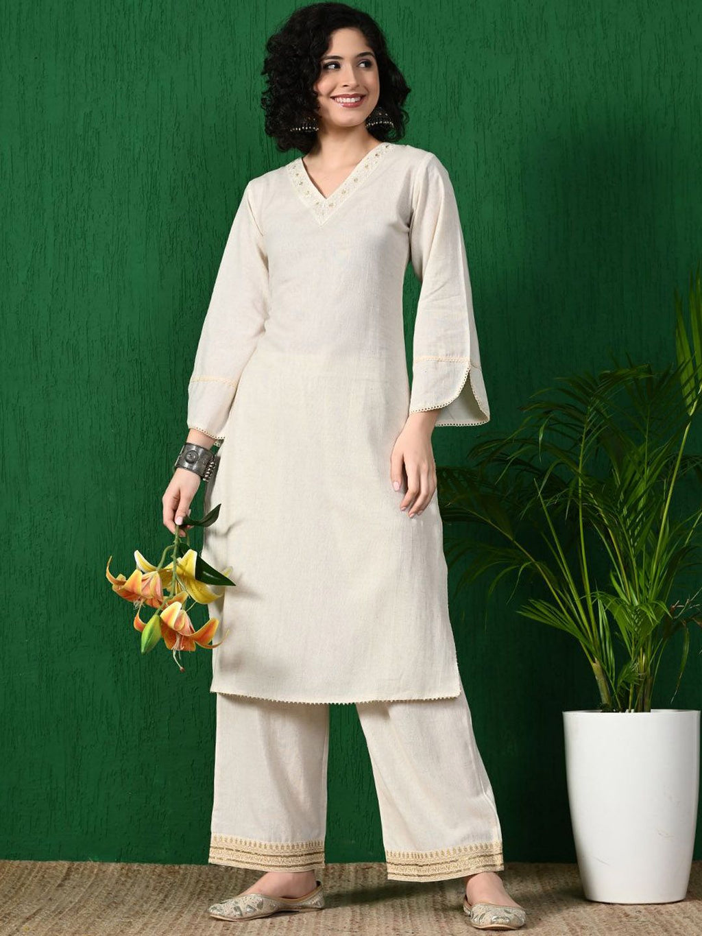 Sangria Embroidered Pure Cotton A-Line Kurta