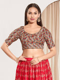 Joban Fashion Grey Jacquard Padded Blouse With Round Neck Elbow Sleeves - Distacart