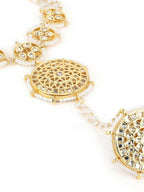 Women's Gold-Toned White Brass Kundan Gold-Plated Charm Bracelet - Ruby Raang - Distacart