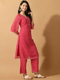 Myshka Women's Pink Embroidered Party Kurta Sets