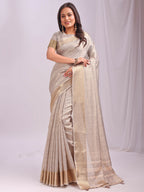 Shree Shyam Fashion Organza Cream Saree - Distacart