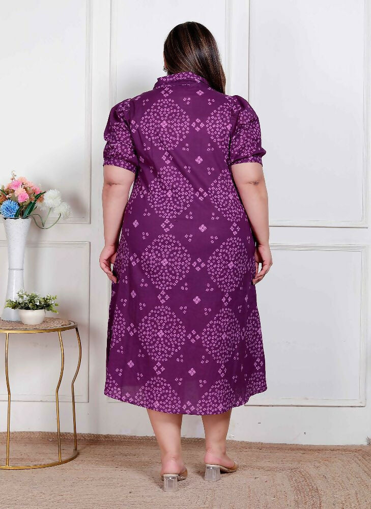 Miravan Plus Size Womens Purple Bandhani Printed A-Line Maxi Dress - Distacart