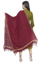 Mominos Fashion Moeza Cotton Golden Border Maroon Dupatta