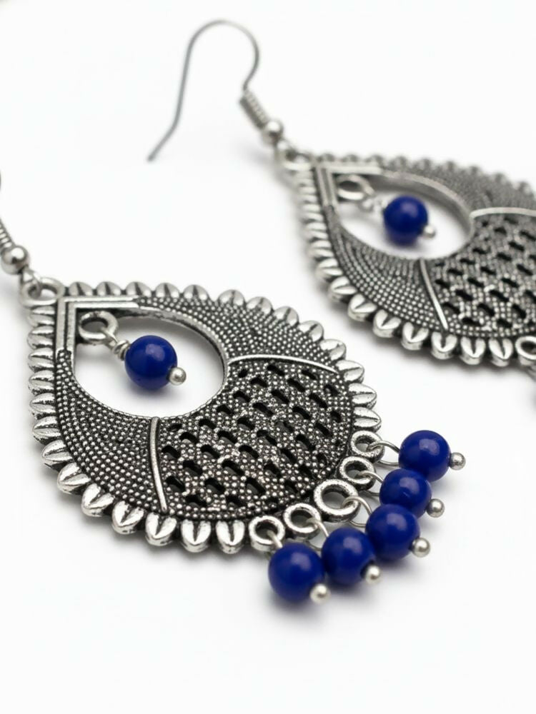 NVR Women German Silver Oxidised Chandbali Earrings - Distacart