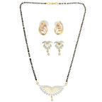 AanyaCentric Gold-Polished Mangalsutra with Pendant, 2 Pair Earrings