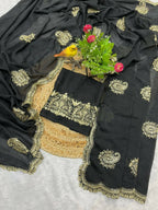 Joban Fashion Black Rangoli Crush Silk Party Wear Sarees - Distacart