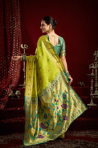 Joban Fashion Mustard Green Paithani Silk Blend Butti Saree - Distacart