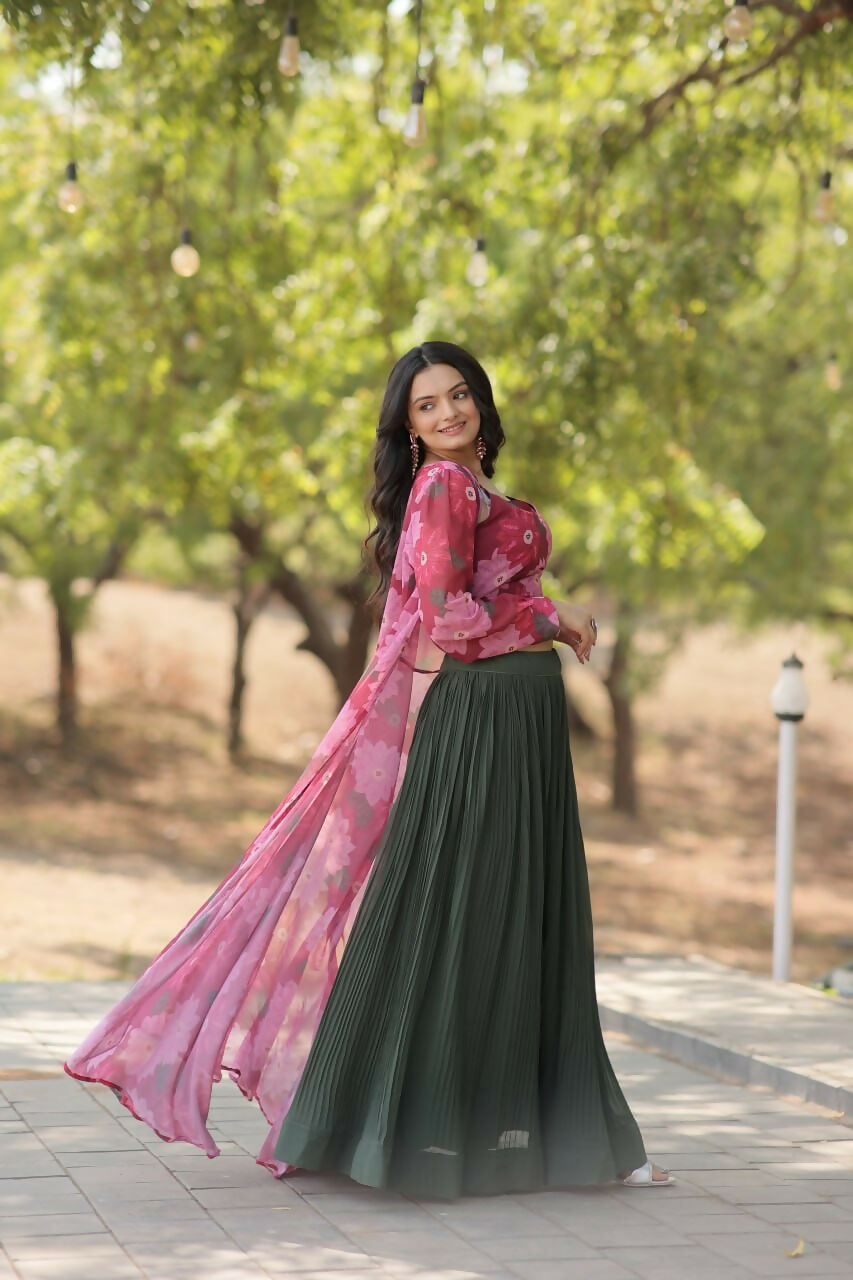 Vastranavya Latest Fancy Party Wear Lehenga Choli With Shrug - Pink