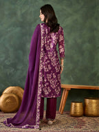 The52 Women's Beautiful Embroidery Work Chinon silk Fabric Straight Kurta Pant and Dupatta Set - Distacart