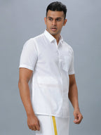 Ramraj Cotton Mens Half Sleeve Formal 100 % Cotton White Shirt