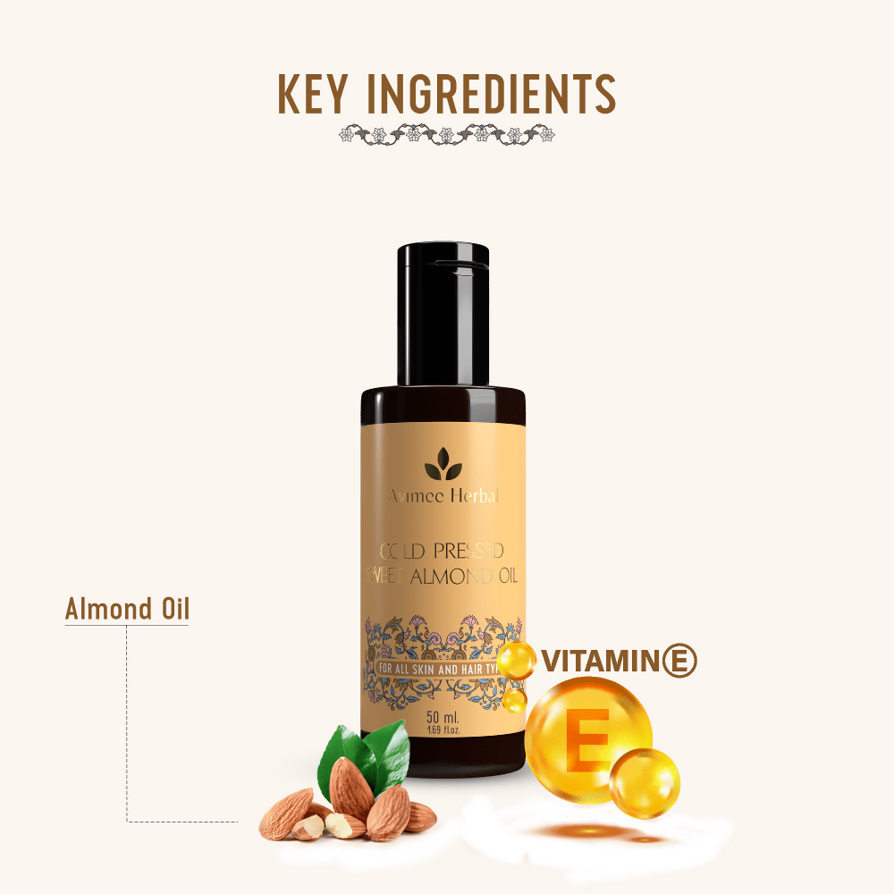 Avimee Herbal Cold Pressed Sweet Almond Oil, Fight Split Ends With Vitamin E