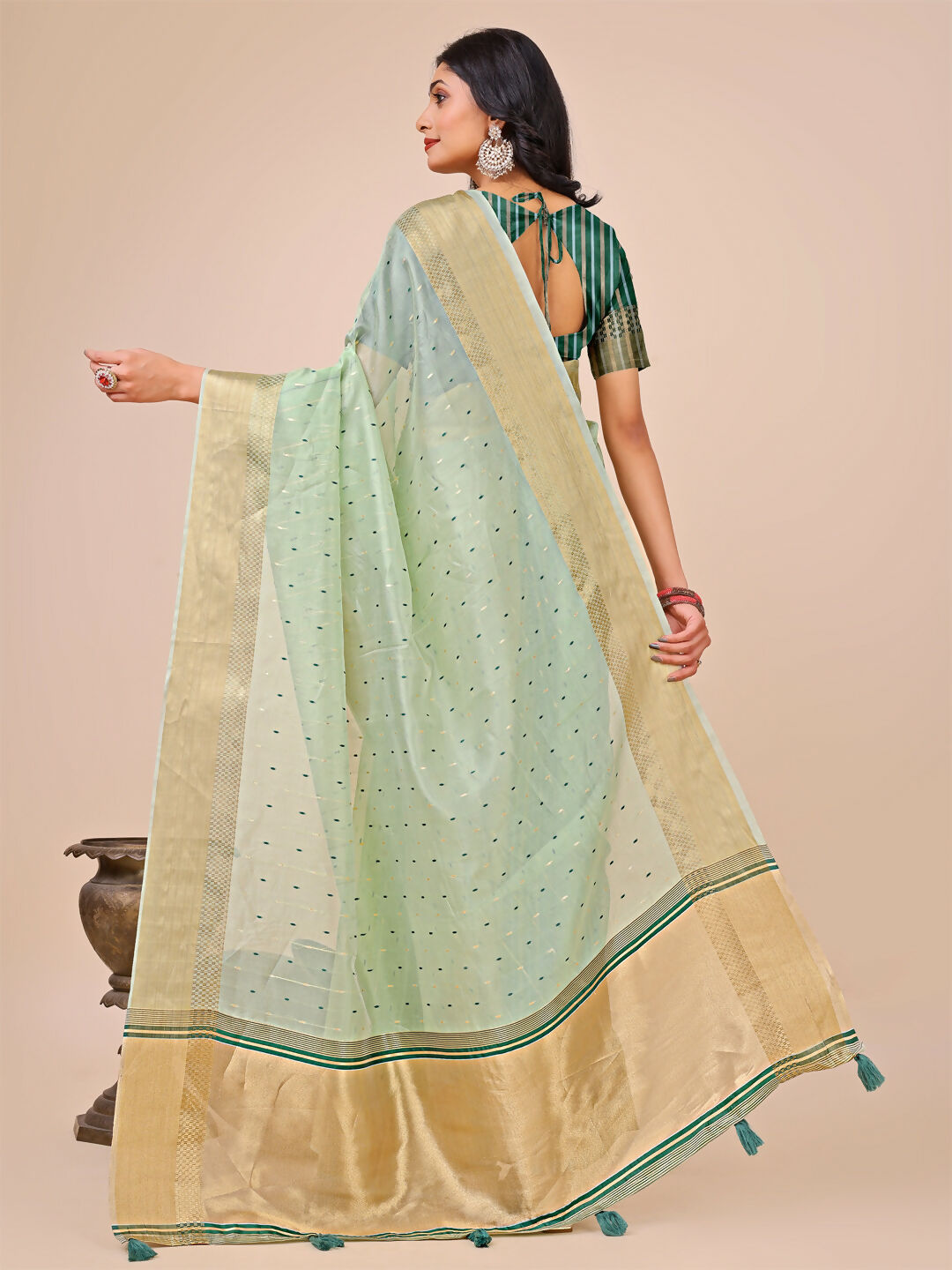 Shree Shyam Fashion Florance Olive Green Organza Saree