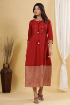 Yufta Maroon A-Line Anarkali Kurta