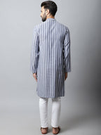 Even Apparels Blue Color Pure Cotton Men's Kurta With Band Collar (STR1168) - Distacart