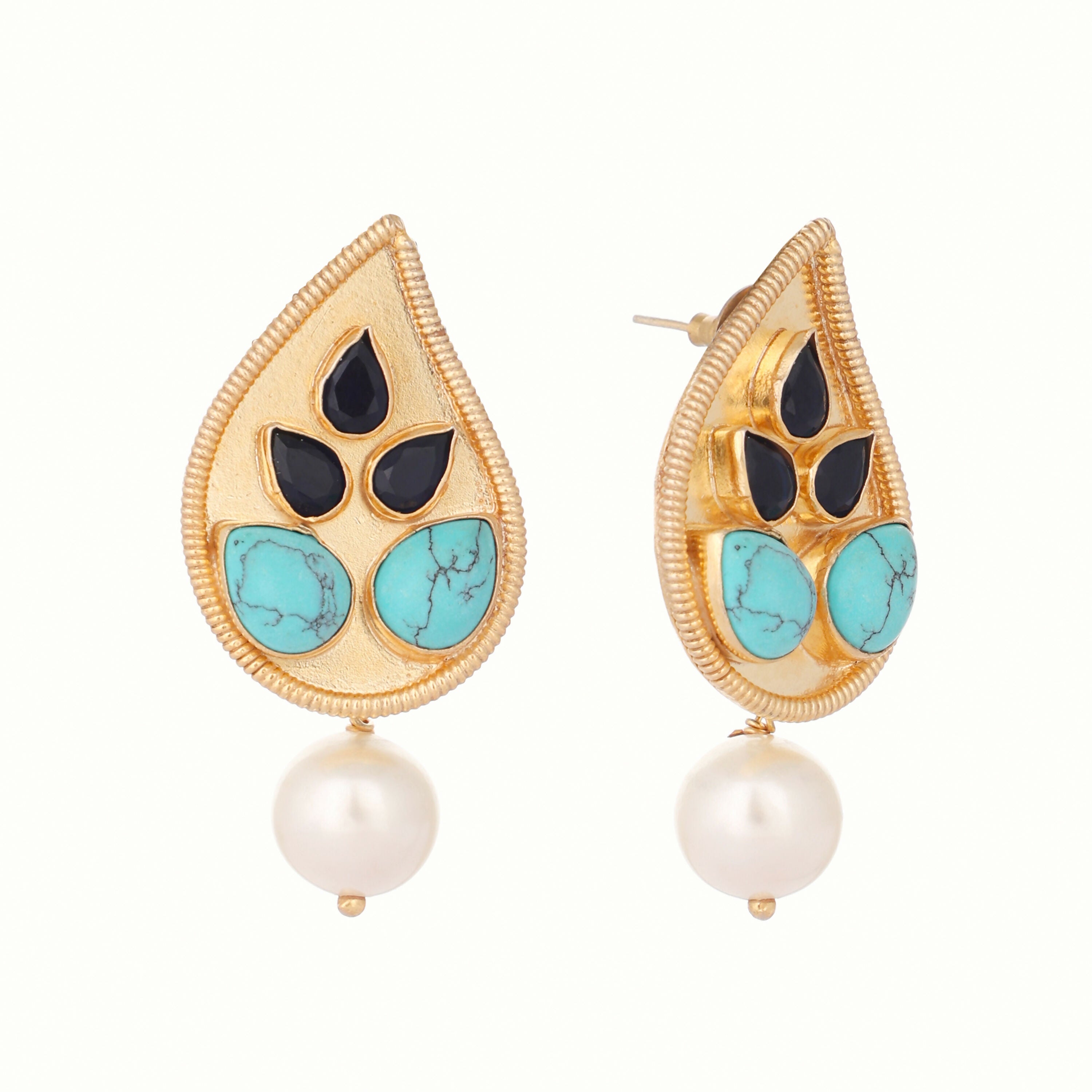 Nuyug 22K Gold Plated Black Paisley Earrings - Distacart