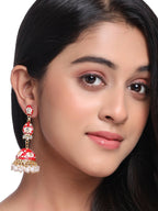 NVR Women Gold Plated Red Kundan Jhumkas Earrings - Distacart