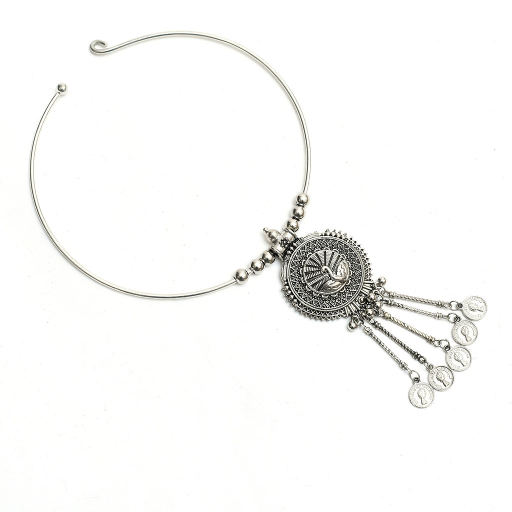 Mominos Fashion Johar Kamal Oxidised Silver-Plated Hasli Design Necklace Choker For Women - Distacart