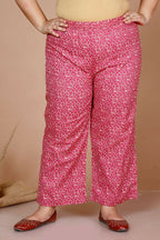 Miravan Women Plus Size Pink Straight Floral Printed Kurta & Palazzo With Dupatta - Distacart