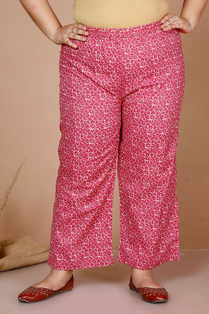Miravan Women Plus Size Pink Straight Floral Printed Kurta & Palazzo With Dupatta - Distacart
