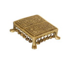 eCraftIndia Gold-Toned Handcrafted Brass Traditional Pooja Chowki With Bells
