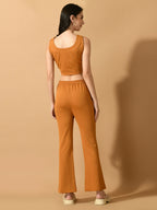 Myshka Women's Mustard Solid Top With Trousers