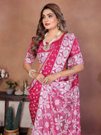 Aastha Fashion Pink Viscose Silk Handmade Original Bandhej Saree - Distacart