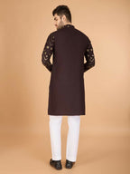 Vastranavya Brown Exclusive Festival Wear Pure Viscose Rayon Embroidered Sequence Work Kurta