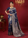 Shree Shyam Fashion Navy Blue Silk Blend Saree - Distacart