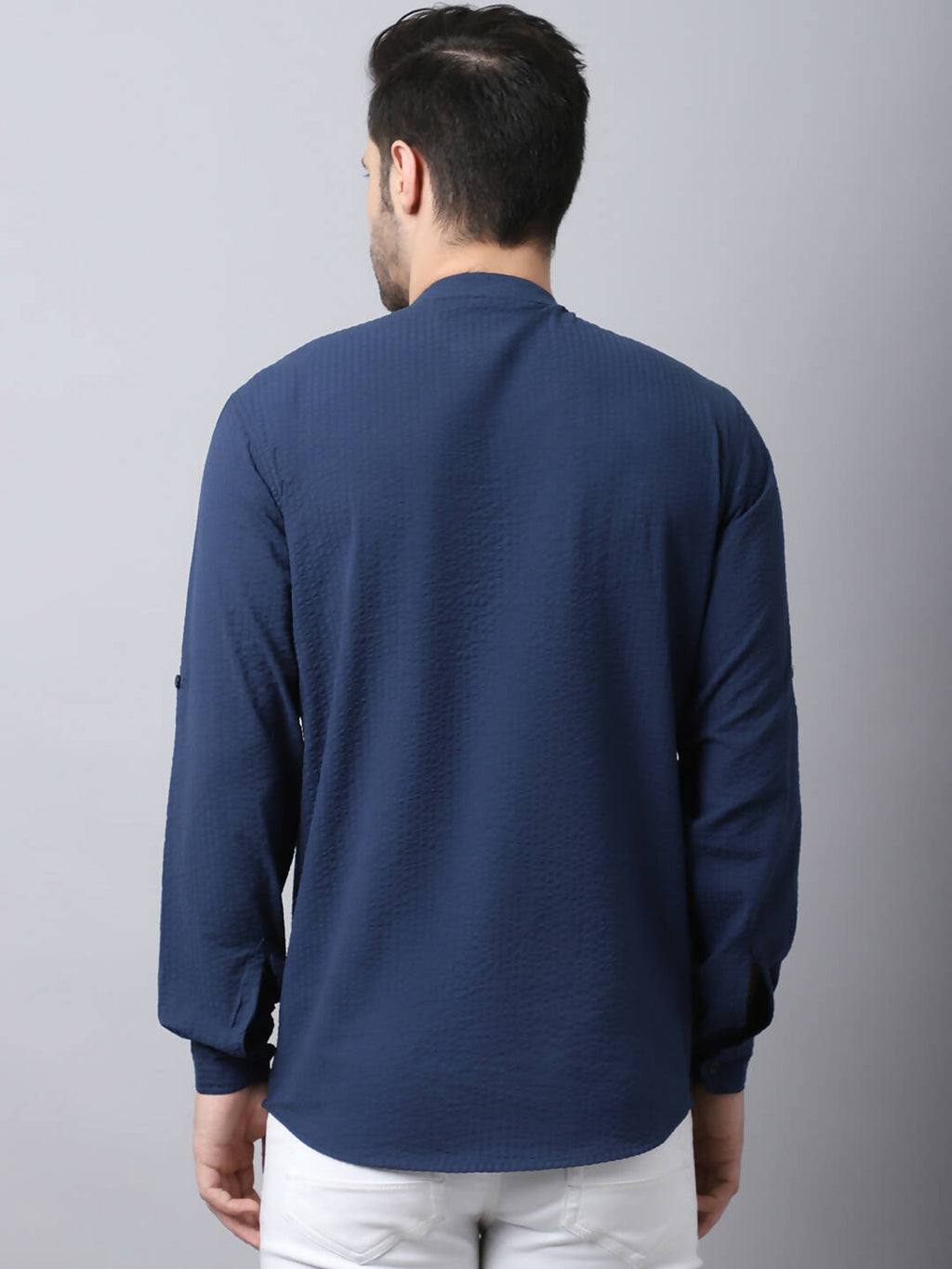 Even Apparels Navy Pure Cotton Kurta With Side Placket - Distacart