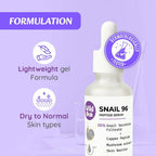 Wild Oak Korean Snail 96 Peptide Serum Glass Skin, Skin Hydration Hyper Pigmentation Anti-Aging & Wrinkles