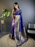 Joban Fashion Royal Blue Striped With Floral Motifs Soft Silk Leheriya Saree - Distacart