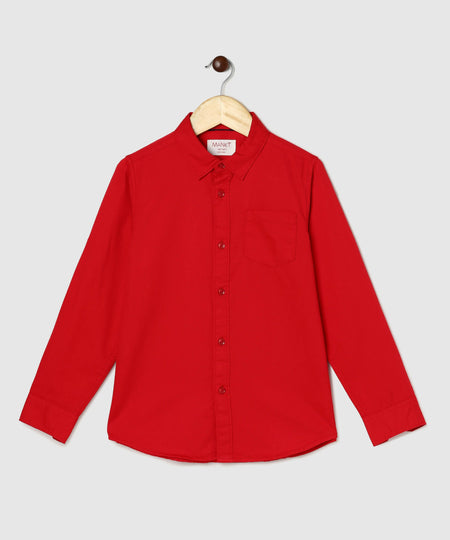 Manet Boys Full Sleeves Solid Shirt - Red