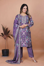 Teeya Creation Lavender Chinon Embroidery Work Party Wear Salwar Suit - Distacart