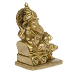 Artvarko Brass Ganesha Riding On Chariot Pulled By Rat Ganesh Ganpati Statue Idol