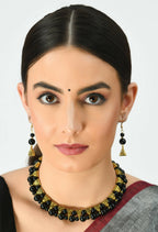 Mominos Fashion Johar Kamal Gold-Plated Brass Finish Pearls Work Choker For Women (Black) - Distacart