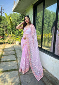 Vamsee Zoya Lavender Organza Silk Saree