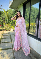 Vamsee Zoya Lavender Organza Silk Saree