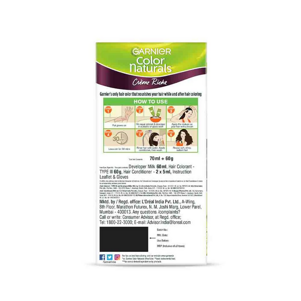 Garnier Color Naturals Creme Riche Hair Color - Shade 4.20 Wine Burgundy - Distacart