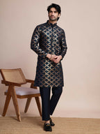 Vastranavya Traditional Festival Wear Pure Silk Thread & Sequence Embroidered Work Kurta