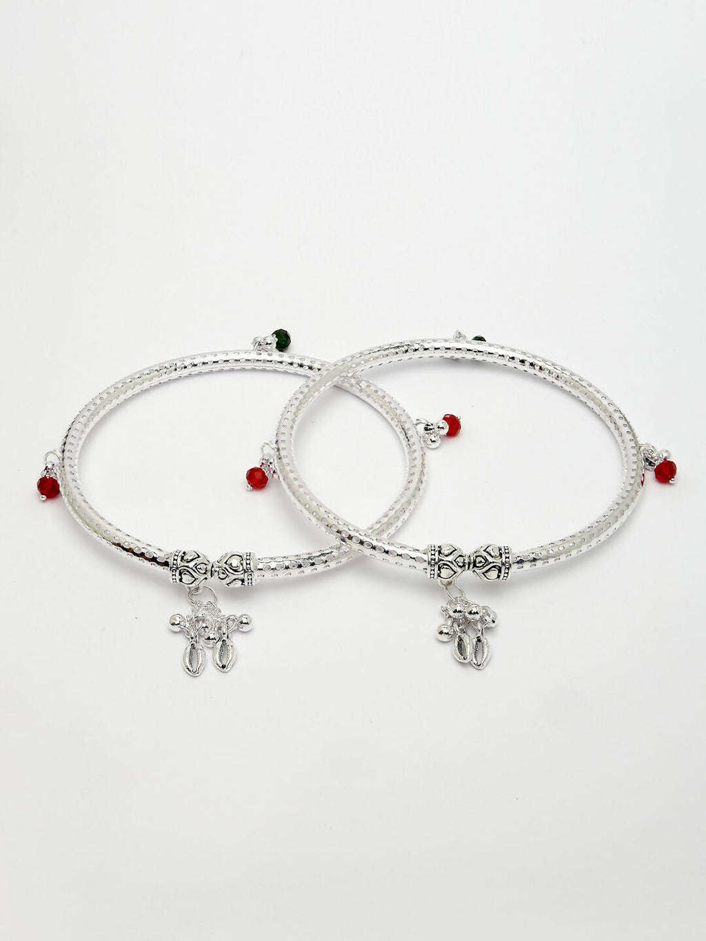 NVR Women's Set of 2 Silver-Plated Kada Anklets - Distacart