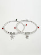 NVR Women's Set of 2 Silver-Plated Kada Anklets - Distacart