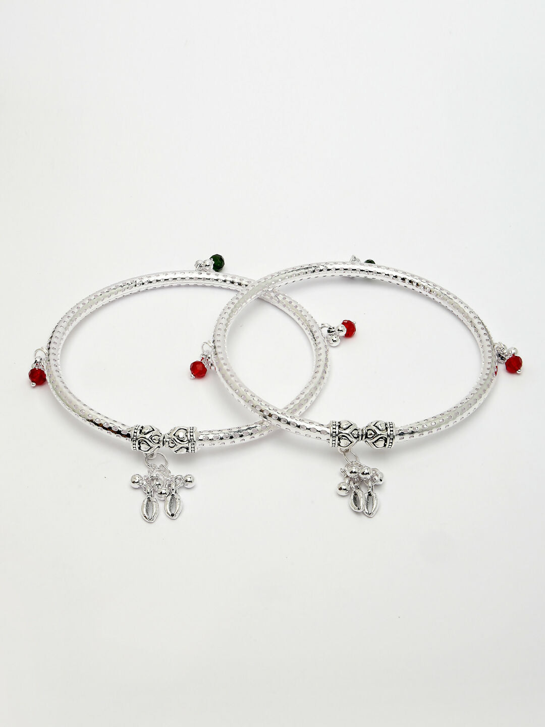 NVR Women's Set of 2 Silver-Plated Kada Anklets - Distacart