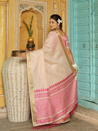 Shree Shyam Fashion Pink Linen Saree - Distacart