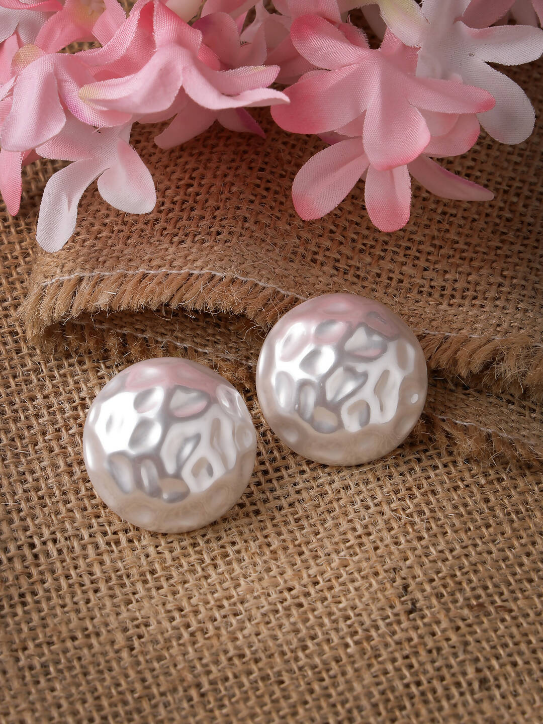 NVR Women's White Color Moon Stud Earrings - Distacart
