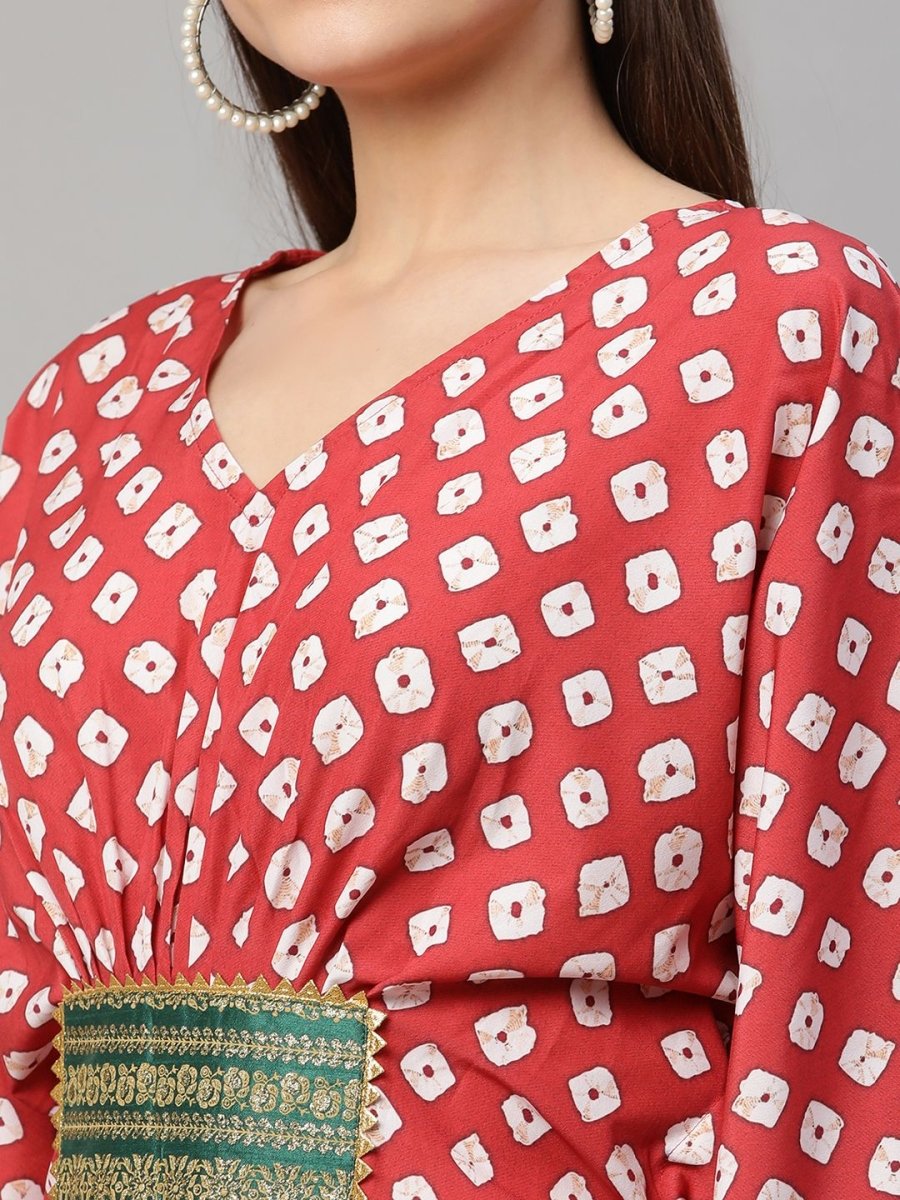 Ahalyaa Women Maroon Crepe Digital Printed Flared Sleeve Kaftan Kurta - Distacart