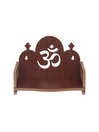 eCraftIndia Brown Om Symbol Decorative Wooden Pooja Temple