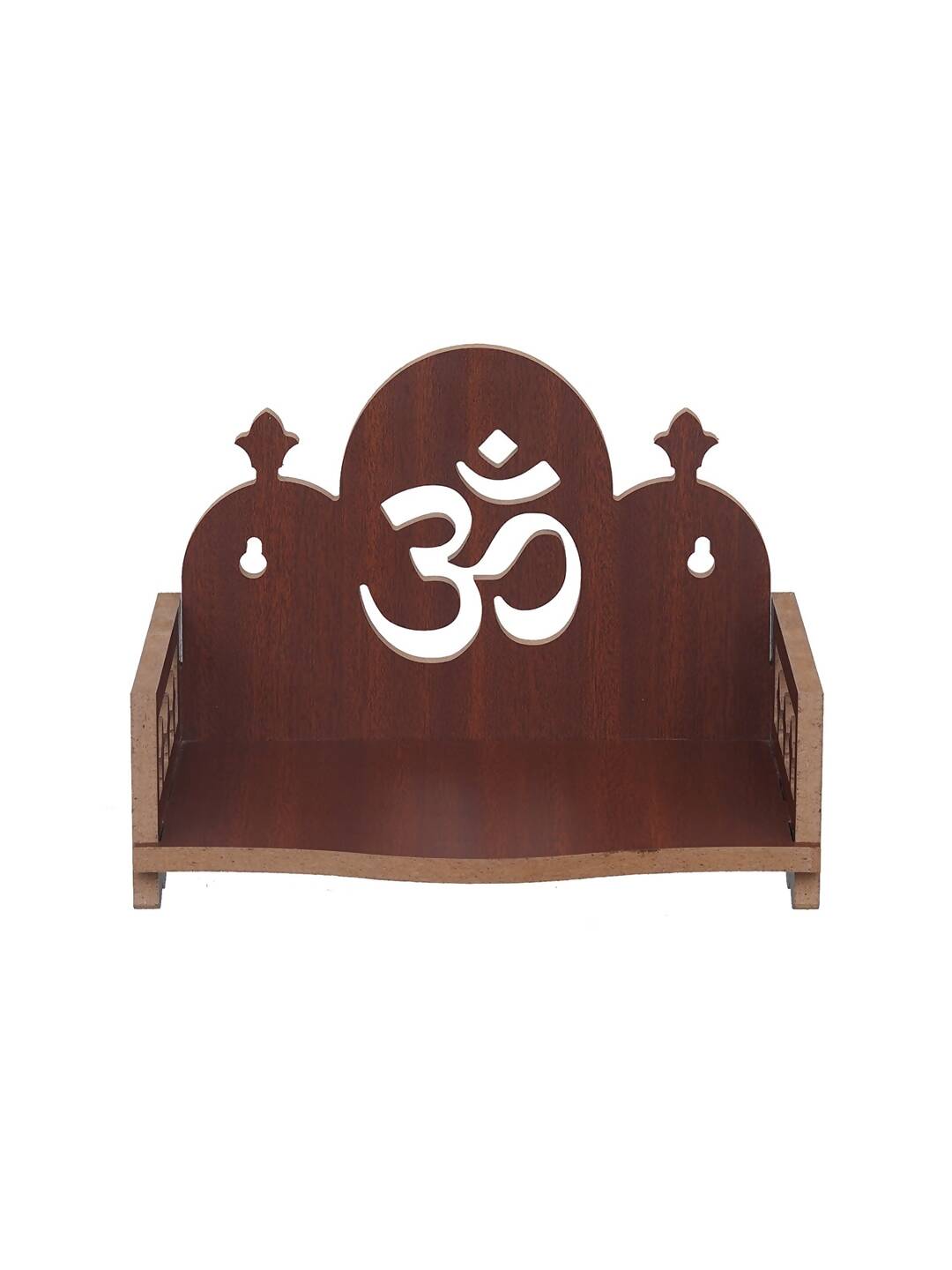 eCraftIndia Brown Om Symbol Decorative Wooden Pooja Temple