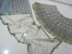 Jyoti Fashion Sea Green 3mm with Thread and Jari Embroidery Net Lehenga Choli with Dupatta