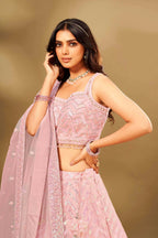 Pink Net Sequence work Lehenga Choli with Dupatta - Dhvani
