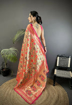 Joban Fashion Pink Floral & Paisley Motifs Soft Silk Paithani Saree - Distacart